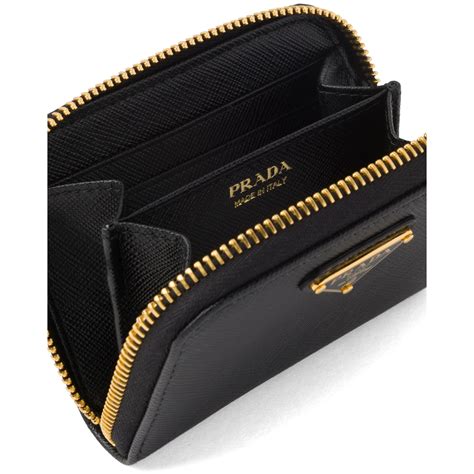 prada saffiano metallic gold leather credit card holder|prada saffiano wallet price.